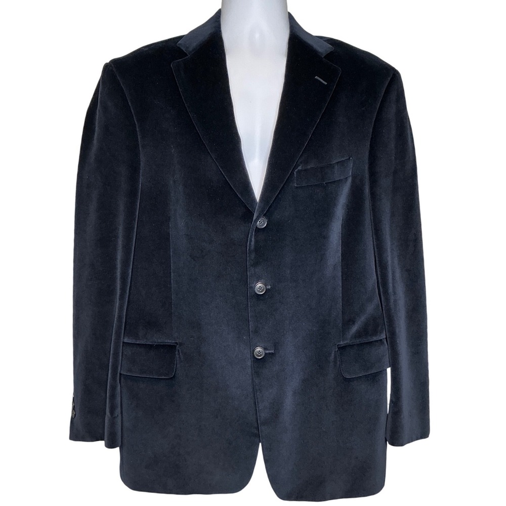 Arnold Brant Men Black‎ Velvet Blazer Jacket Size 42R Old Money Holiday Classic